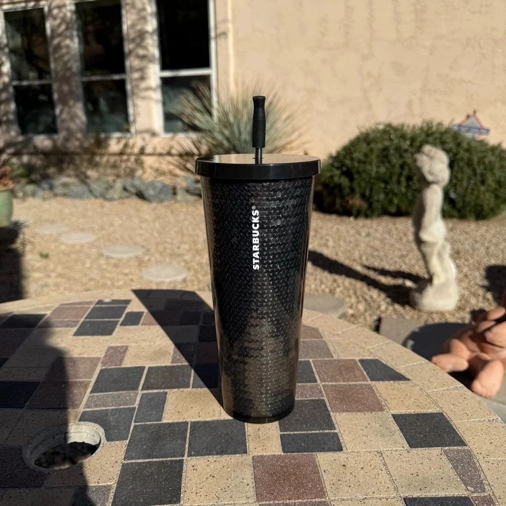 Starbucks Bling & sparkles silver & black sequins tumbler cold cup 24 oz - Picture 10 of 14